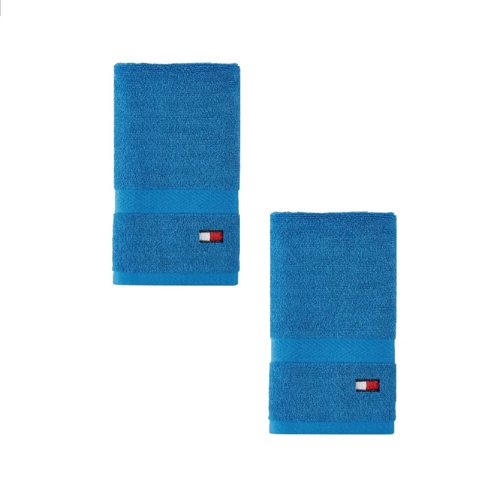 new 6-piece SWEDISH BLUE Tommy Hilfiger Modern American 100% Cotton Towel Set